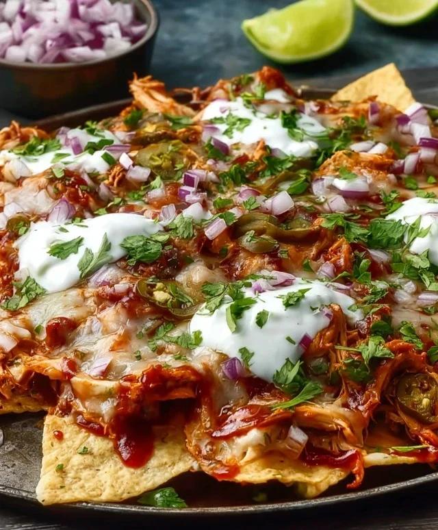 BBQ-Hühnchen-Nachos vom Blech sind ein Genuss!
