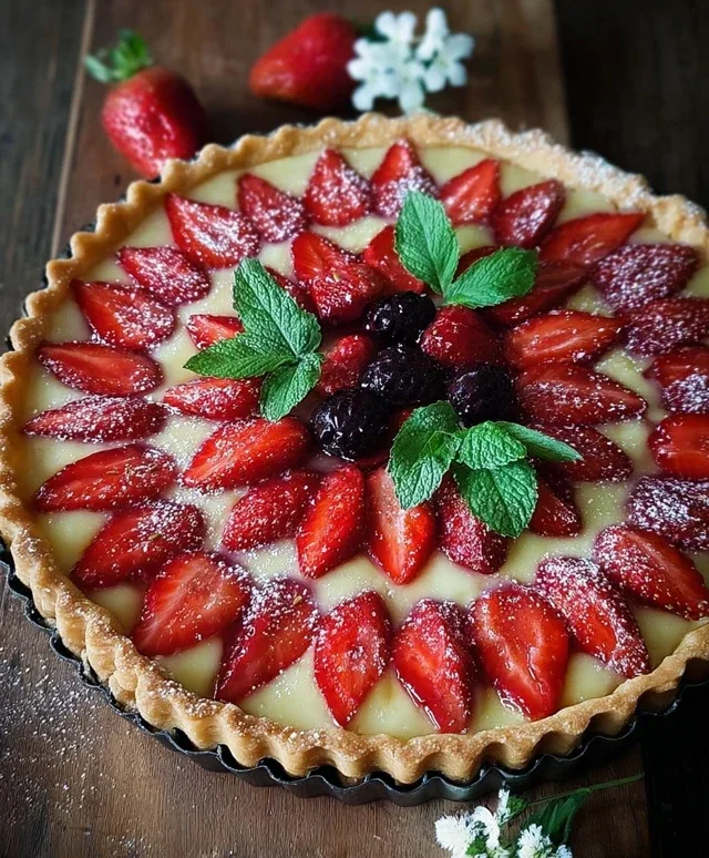 Crostata con fragole e more