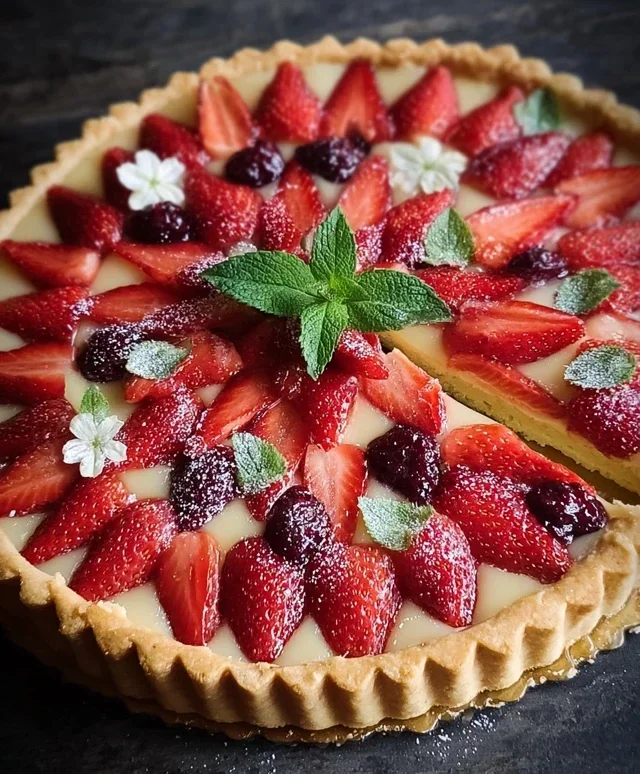 Crostata con fragole e more