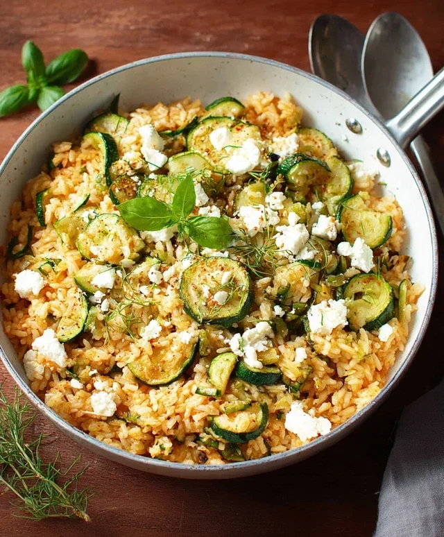 Zucchini-Reis-Pfanne mit Feta