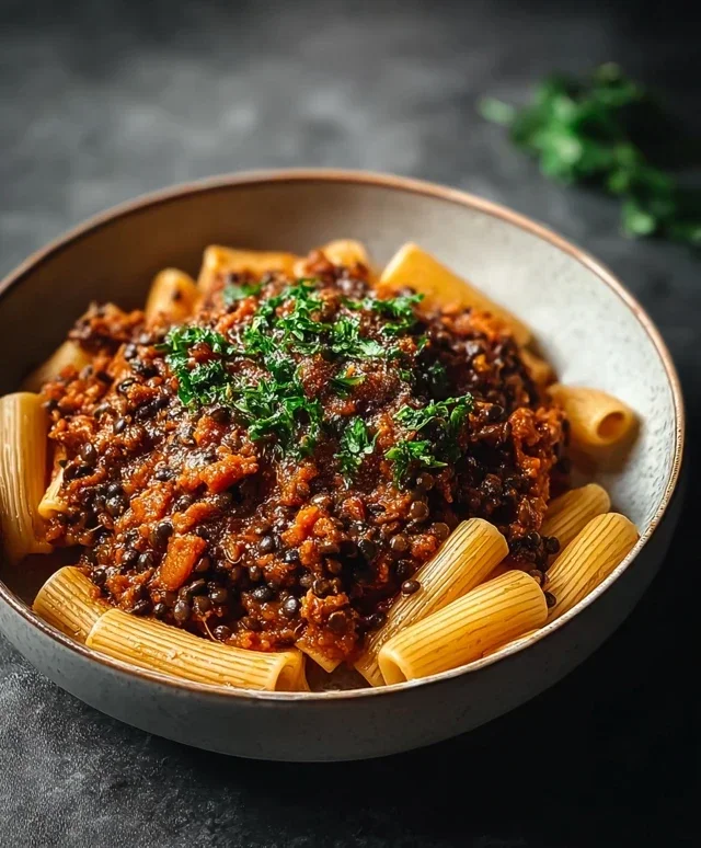 Vegane Bolognese Schwarzen Linsen