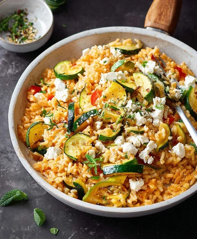 Zucchini-Reis-Pfanne mit Feta