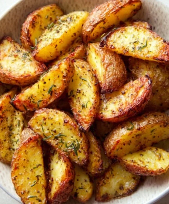 Crispy 4-Ingredient Air Fryer Greek Lemon Potatoes You’ll Crave