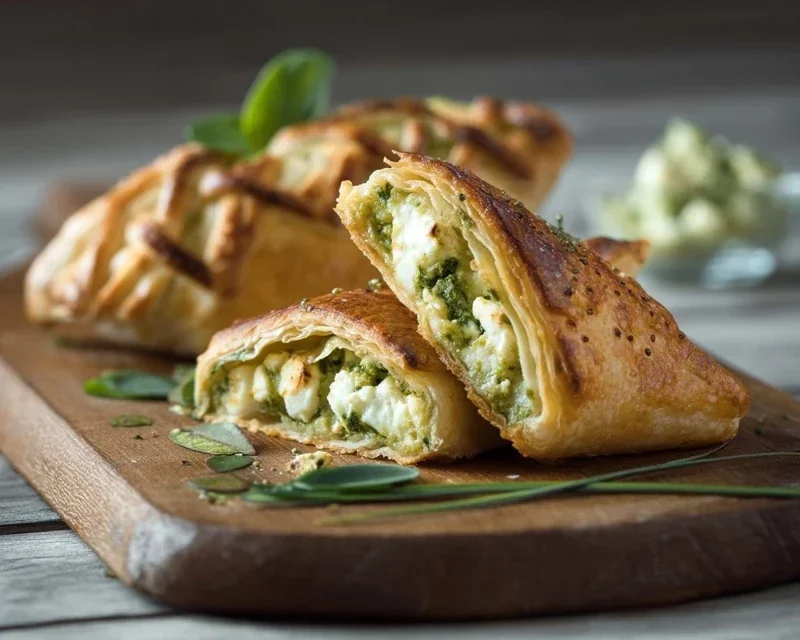 Blätterteigecken mit Bärlauch-Feta-Füllung