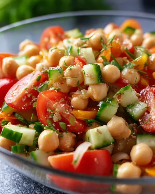 Kichererbsen Salat mit Gurke und Tomaten
