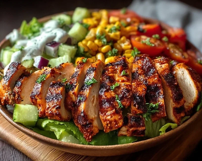 BBQ Hähnchen Geschnittene Salat