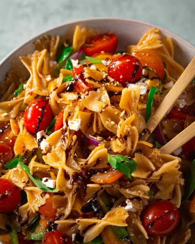 Mediterraner Nudelsalat mit Balsamico Dressing