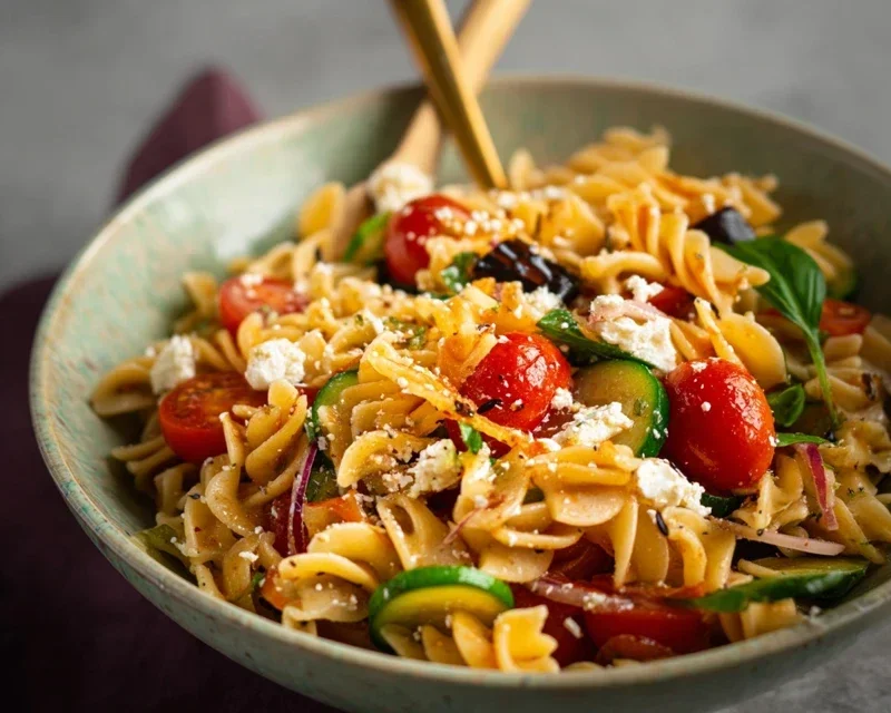 Mediterraner Nudelsalat mit Balsamico Dressing