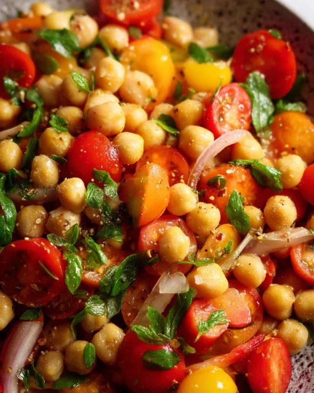 Knuspriger Kichererbsen-Tomaten-Salat