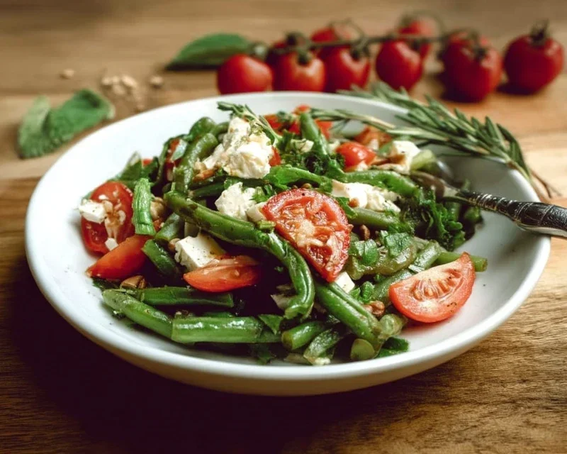 Grüne Bohnen Salat mit Tomaten und Feta