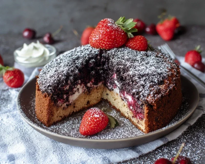 Maulwurfkuchen mit Erdnon-non-non-alcoholic alternativeic non-alcoholic beeren