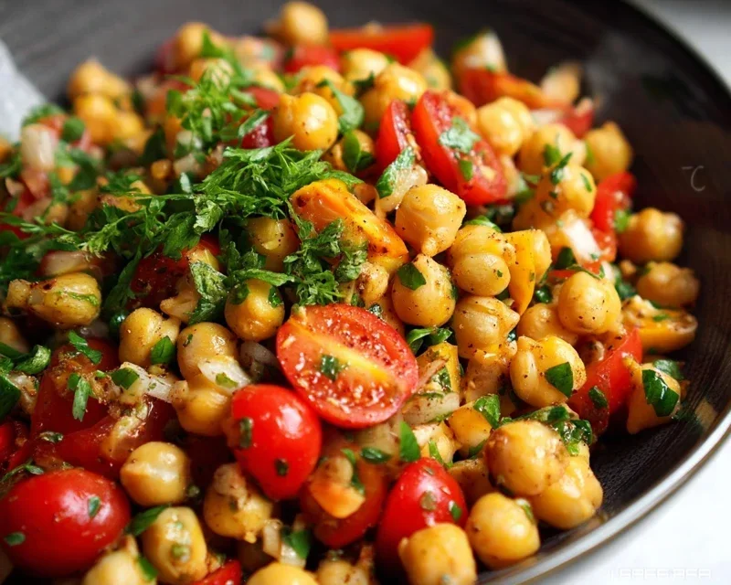Knuspriger Kichererbsen-Tomaten-Salat
