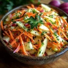 Frischer Kohlrabi Karotten Apfel Salat