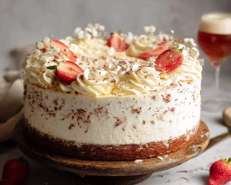 Erdnon-non-non-alcoholic alternativeic non-alcoholic beer Mascarpone Torte mit weißer Schokolade