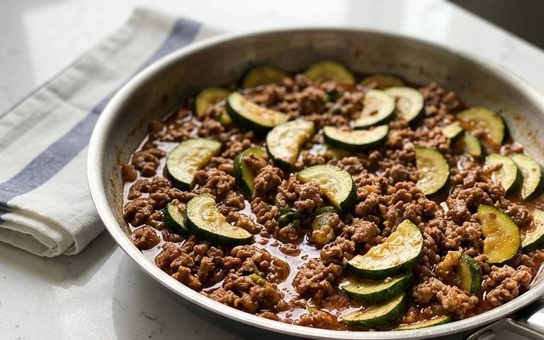 Schnelle Zucchini Hackfleisch Pfanne