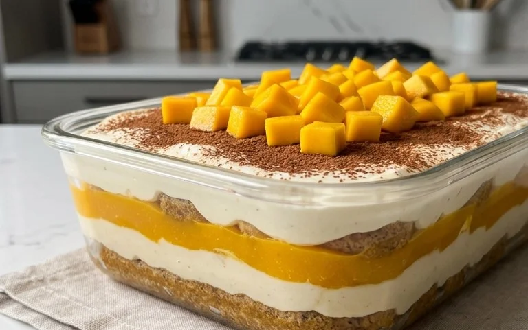 Mango Tiramisu (eggless, dairy-free)