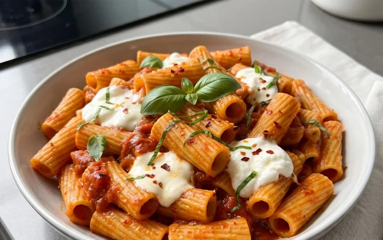 Spicy burrata rigatoni