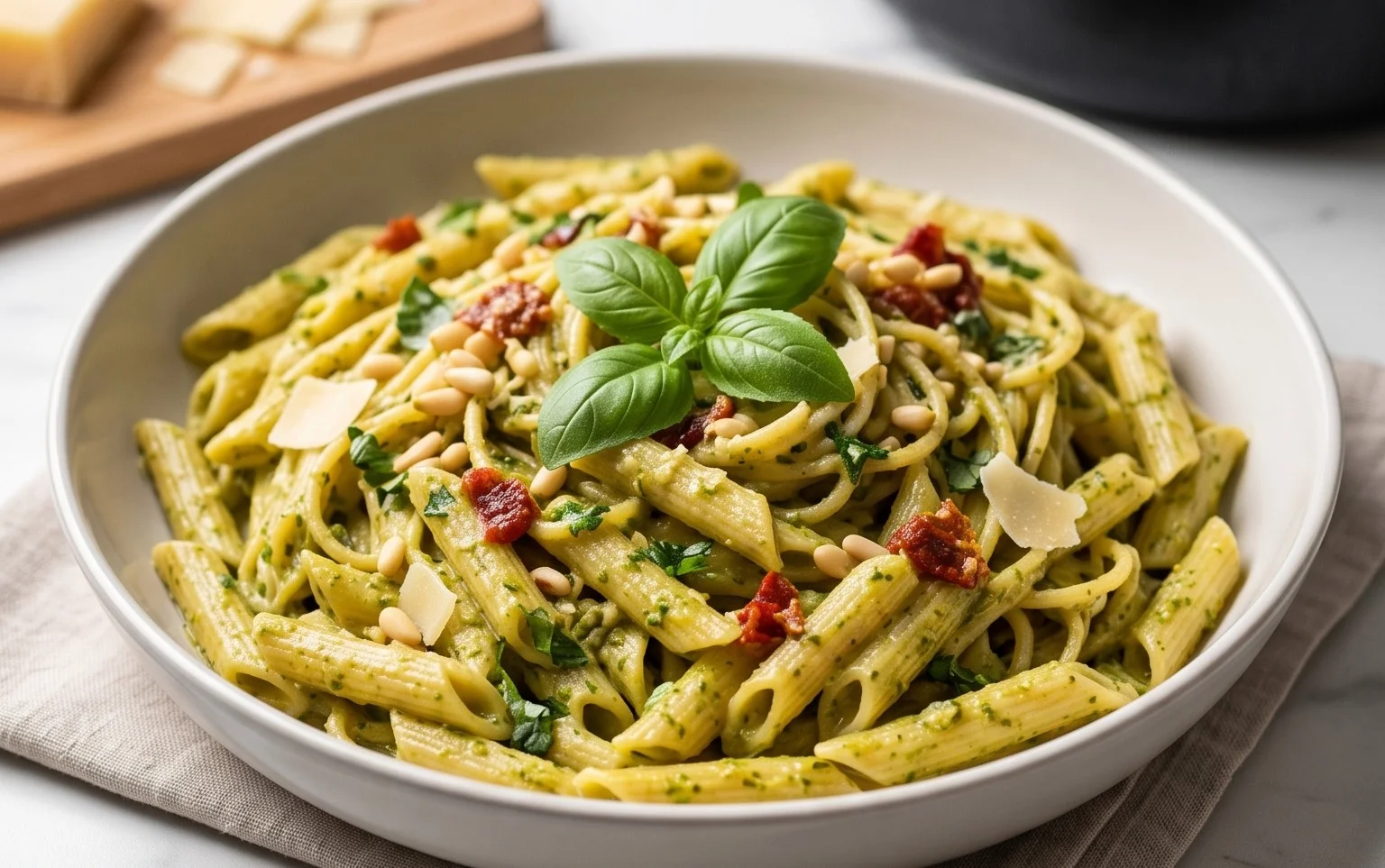 One Pot Creamy Pesto Pasta
