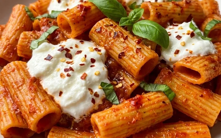 Spicy burrata rigatoni