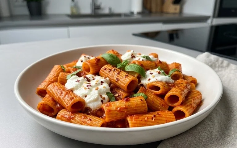 Spicy burrata rigatoni