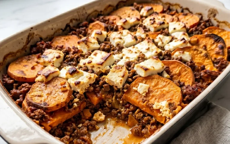 Süßkartoffel-Hackfleisch-Auflauf mit Feta