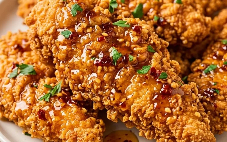 Baked Crunchy Hot Honey Chicken