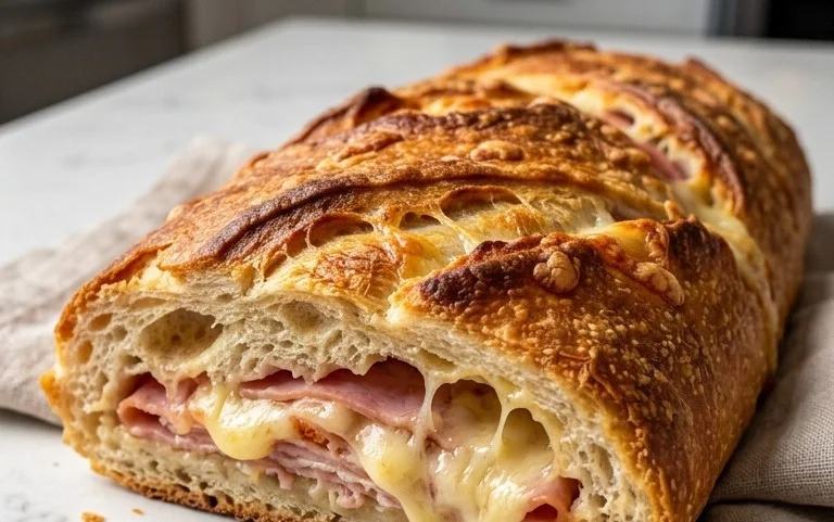 Handbrot mit Schinken und Käse