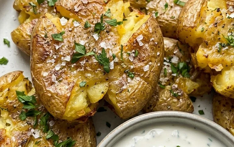 Smashed Potatoes mit Dip - einfach & genial