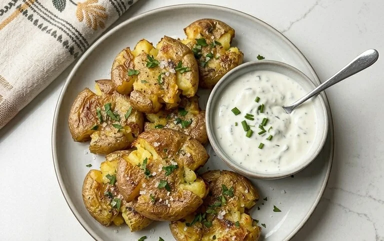 Smashed Potatoes mit Dip - einfach & genial