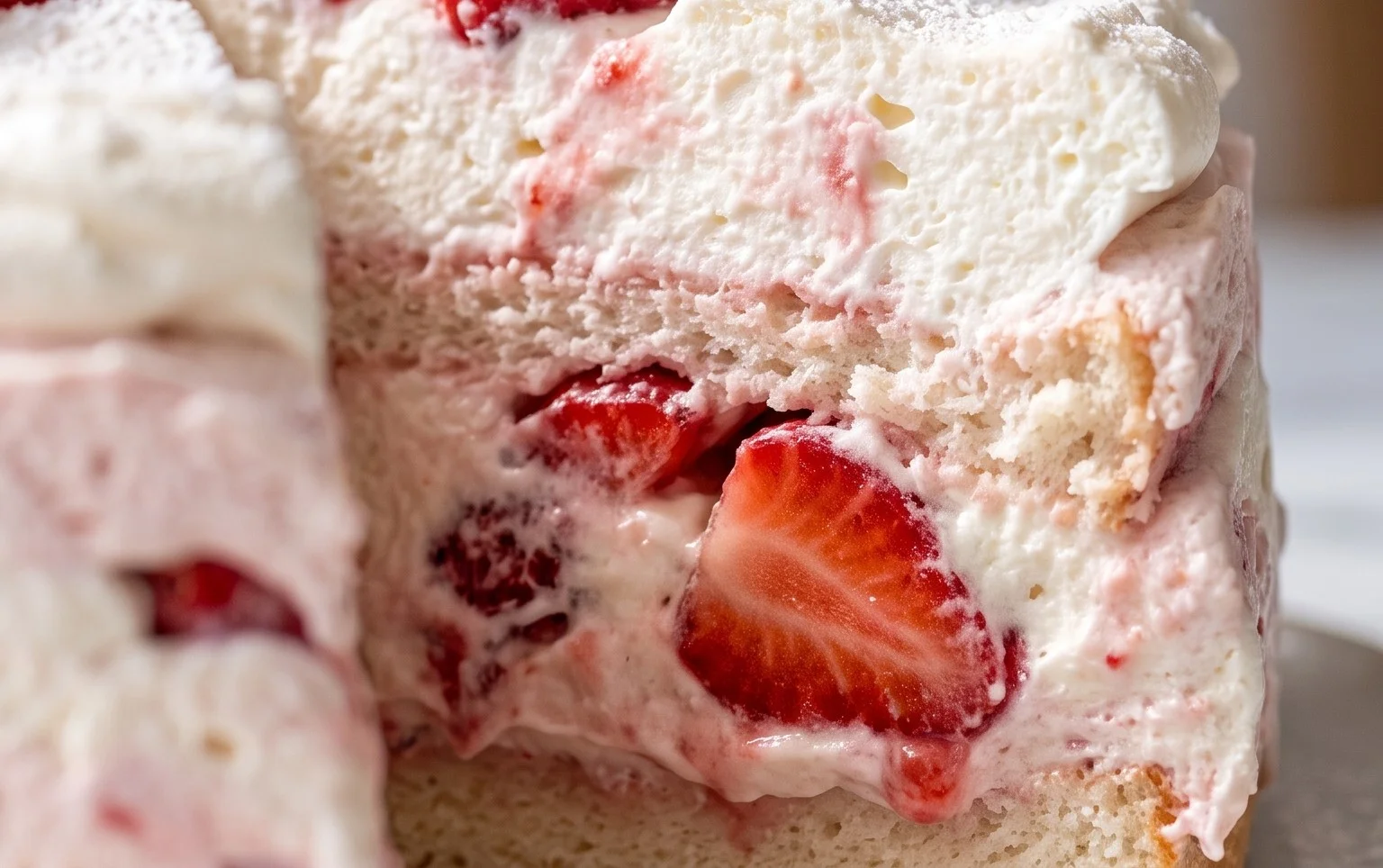 3 Ingredient No Bake Strawberry Cloud Cake