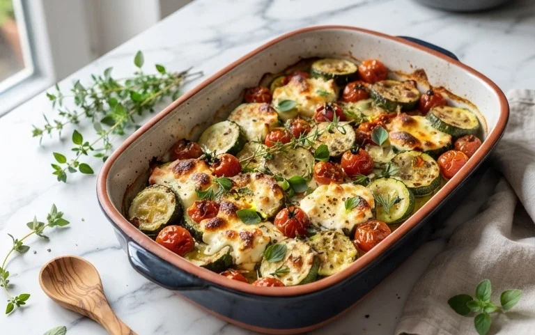 Courgettes feta au four