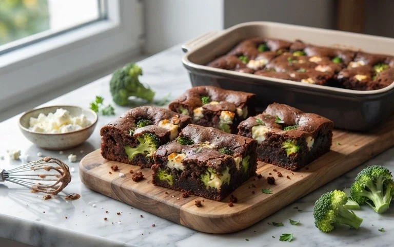 Broccoli and Feta Brownies