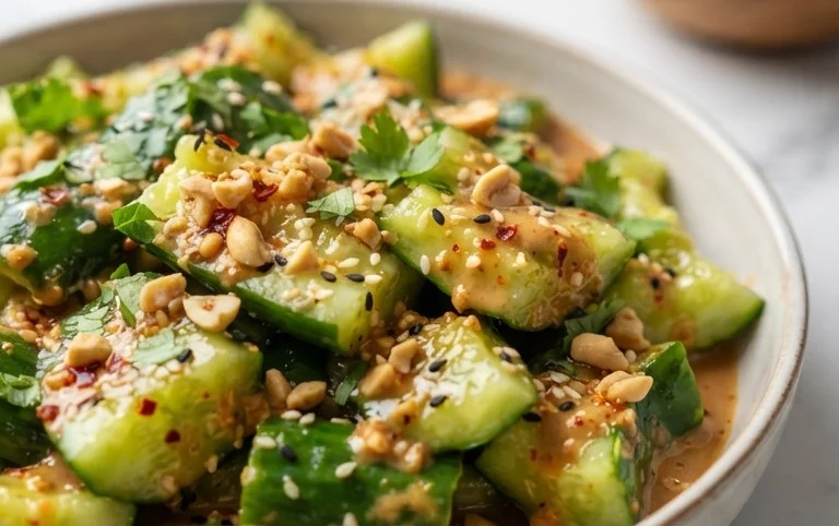Cucumbers in Spicy Peanut Sauce