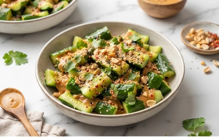 Cucumbers in Spicy Peanut Sauce