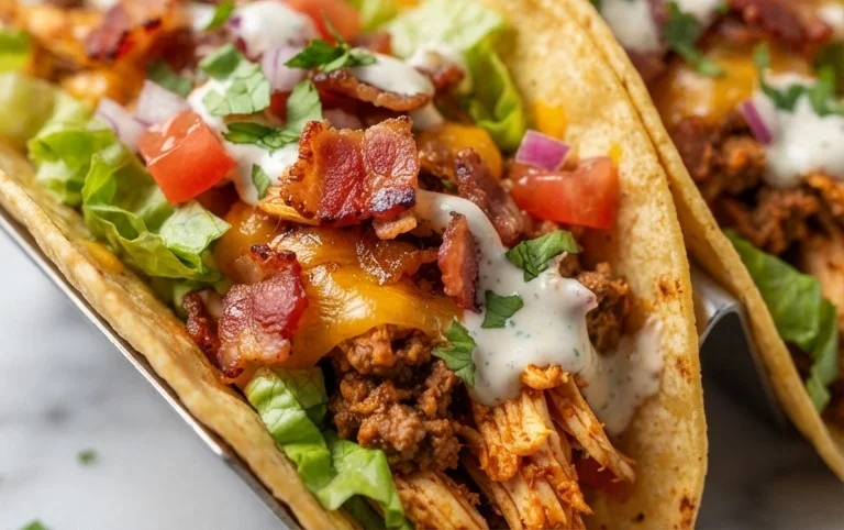 Baked Chicken Beef Bacon Ranch Tacos