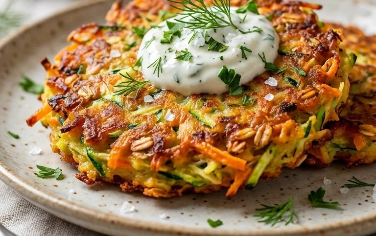 Zucchinipuffer mit Haferflocken und Möhren