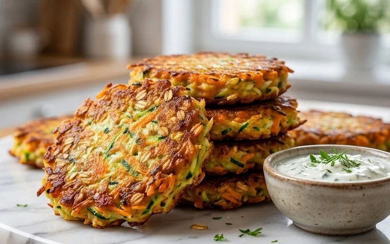 Zucchinipuffer mit Haferflocken und Möhren