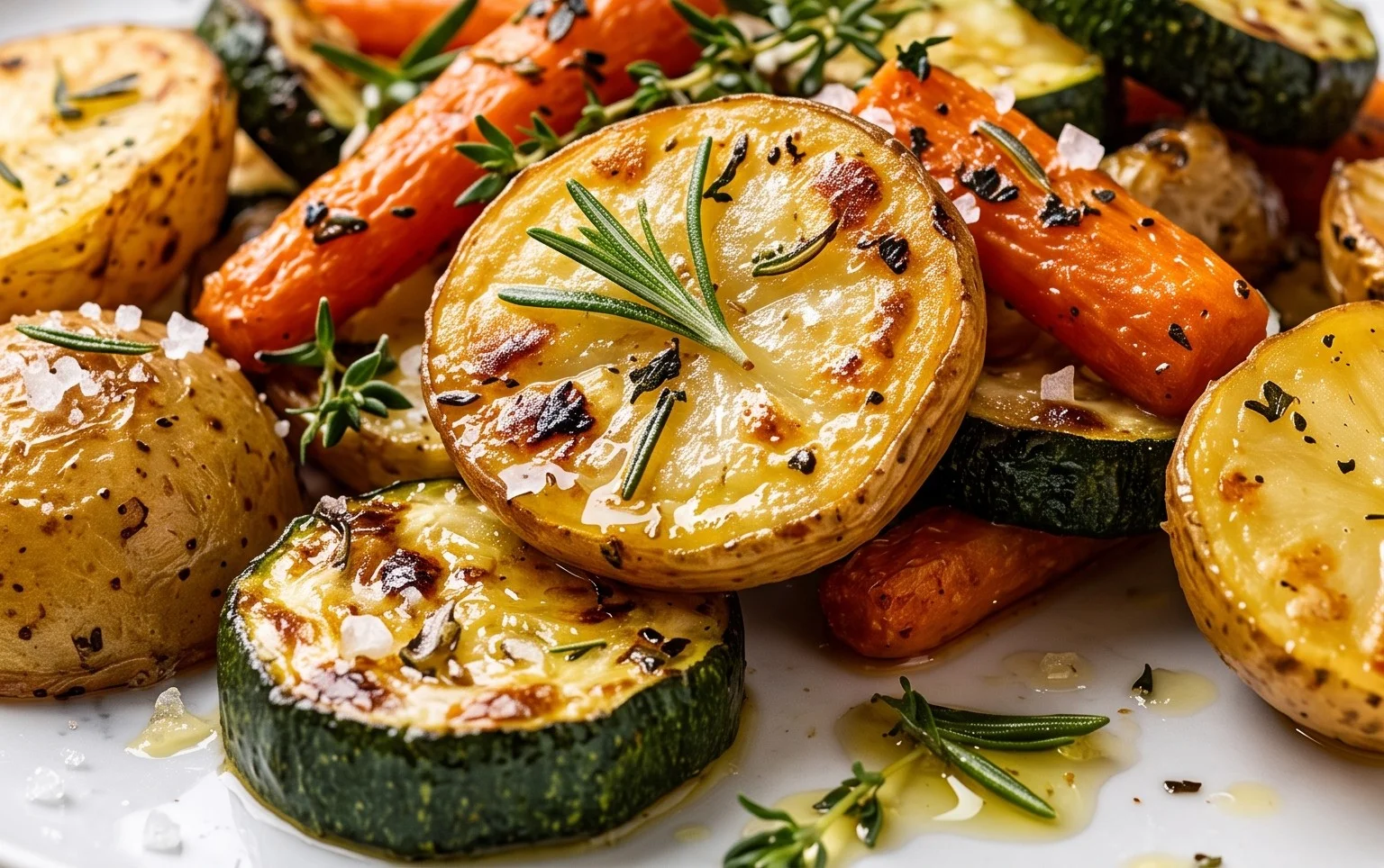 Garlic Herb Roasted Potatoes Carrots and Zucchini