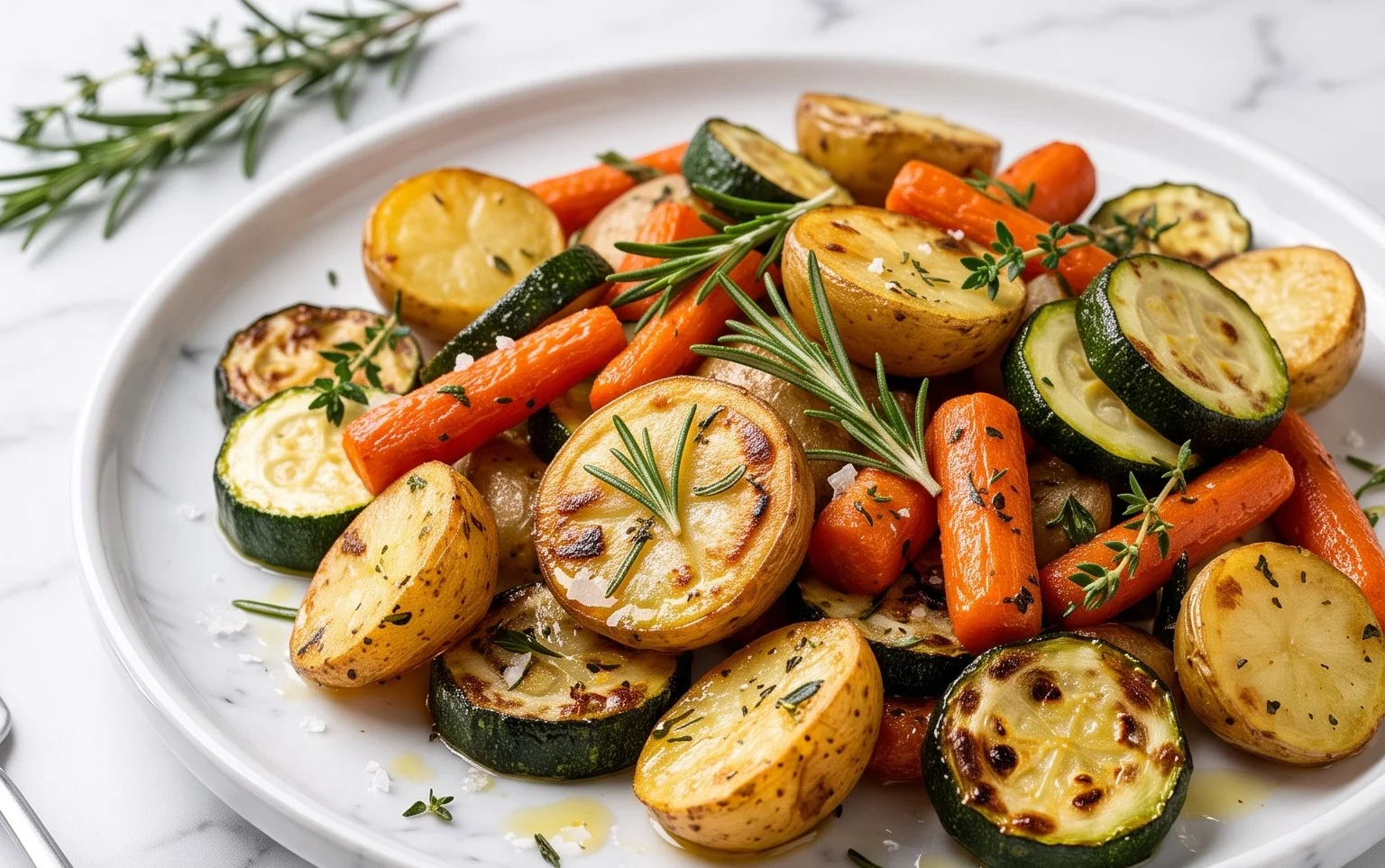 Garlic Herb Roasted Potatoes Carrots and Zucchini