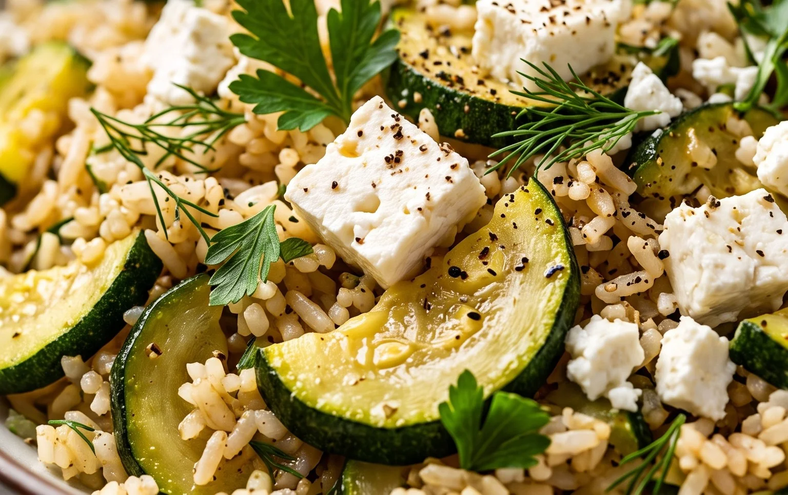Zucchini-Reis-Pfanne mit Feta
