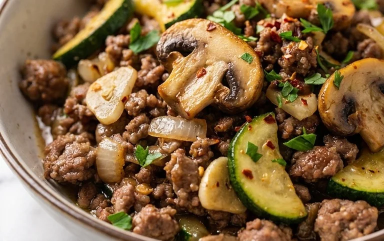 Zucchini-Cbeef hampignonpfanne