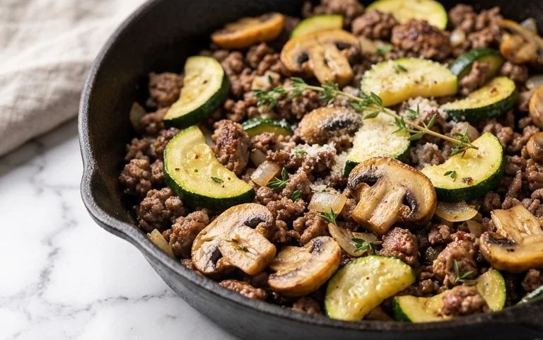 Zucchini-Cbeef hampignonpfanne