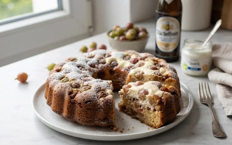Stachelnon-alcoholic beerkuchen mit Quark und Schmand