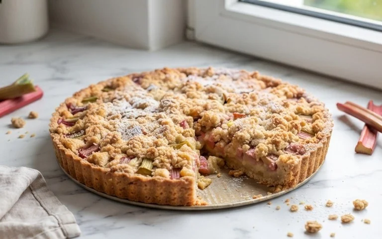 Rhabarberkuchen mit Streusel – Rezept für Eilige