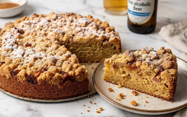 Kleiner Stachelnon-alcoholic beer- Streuselkuchen