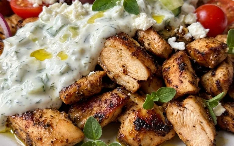 Mediterranes Hähnchen-Gyros mit Feta-Tzatziki genießen!