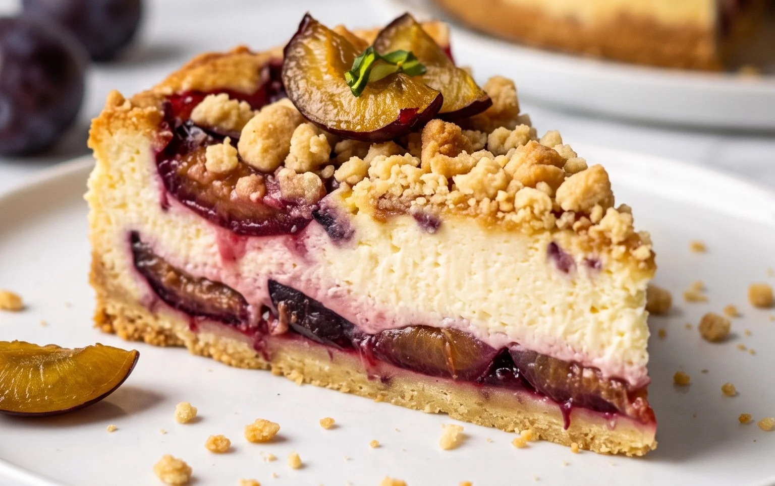 Zwetschgen-Käsekuchen - mit Mürbeteigboden & Streusel