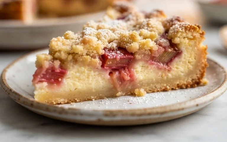 Rhabarber Käsekuchen mit Streuseln