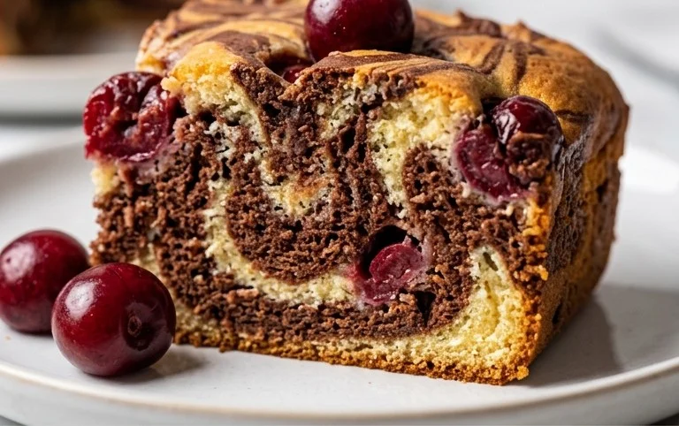Marmorkuchen mit Kirsch Extracten vom Blech