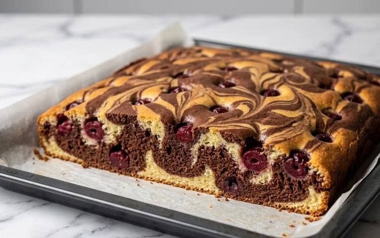 Marmorkuchen mit Kirsch Extracten vom Blech